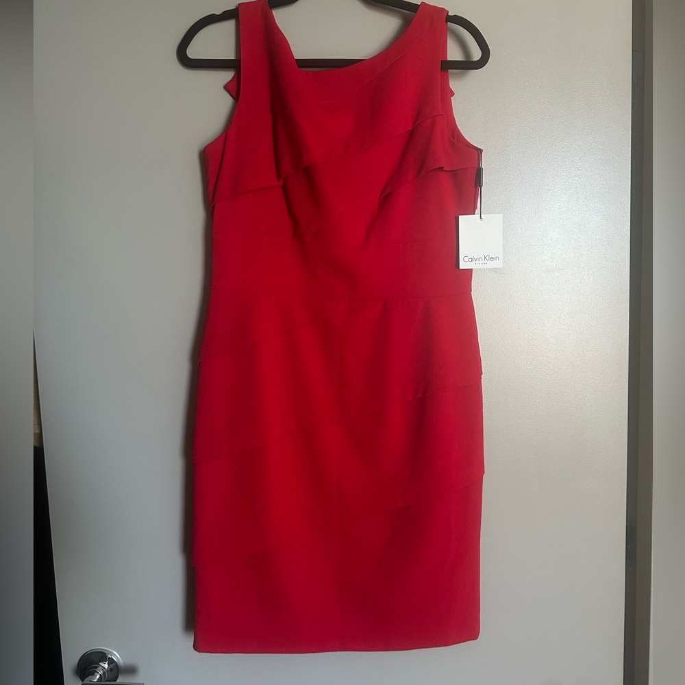 Calvin Klein Vibrant Red Midi Dress